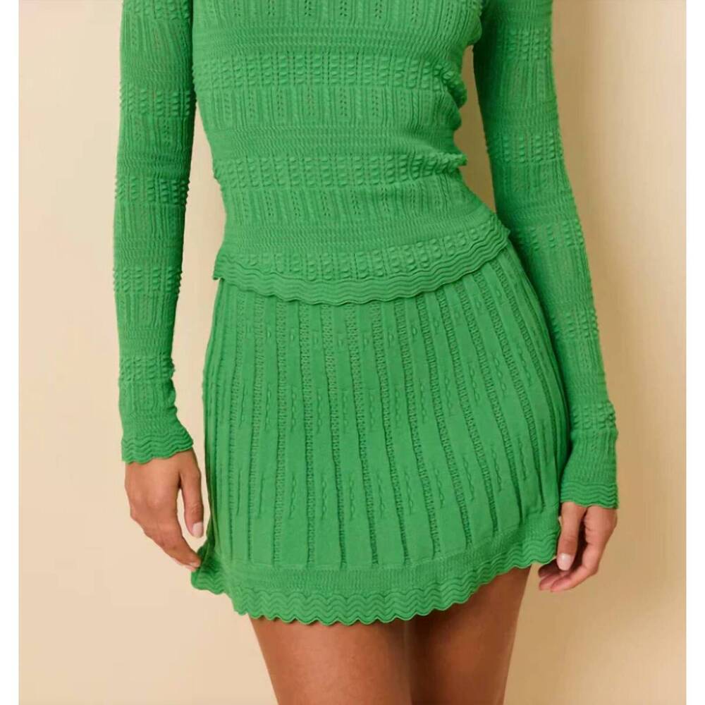 NEW SOLID & STRIPED orlena pointelle lace knit mini skirt in turtle green